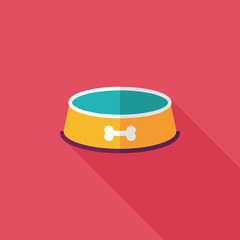 Pet dog bowl flat icon with long shadow,eps10