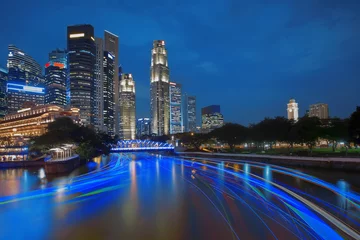 Photo sur Aluminium brossé Ville sur leau Croisière sur la rivière Singapour
