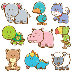 Vector Illustration of Cartoon animals