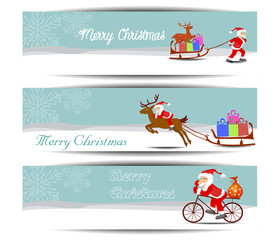 Merry Christmas banners set design, vector illustration