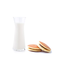 glass of milk and dorayaki