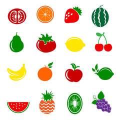 16 Fruits Icons Set
