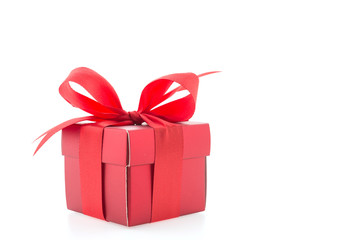 Red gift box isolated on white background