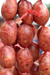 BBQ sausages in the market