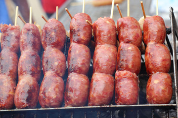 BBQ sausages in the market