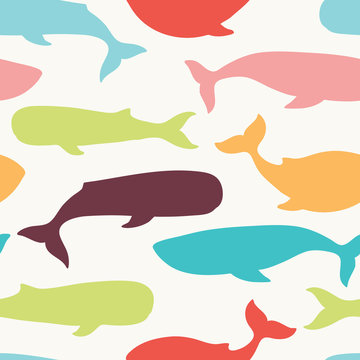Fototapeta whales seamless pattern
