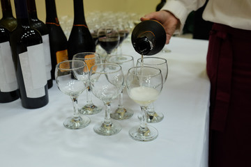bottle and wine glasses