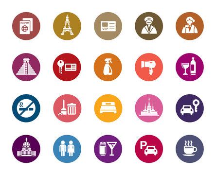 Hotel and Tourism Color Icons