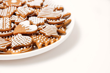 Gingerbread cookies in the white plate