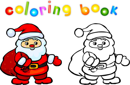 Funny cartoon santa claus coloring book