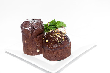 Cake  with chocolate isolated on white background