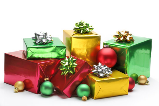 Gift boxes and christmas balls