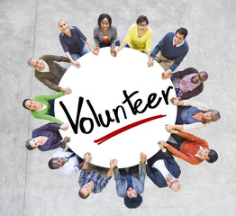 Hands Holding Around the Volunteer Concepts