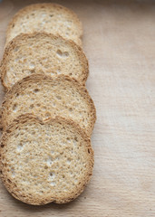 four slices of bread on a board