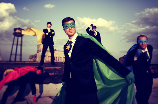 Business People Superhero Inspirations Confidence Team Work Conc