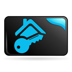 maison à vendre sur bouton web rectangle bleu