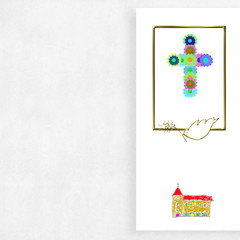 First Communion cross and dove