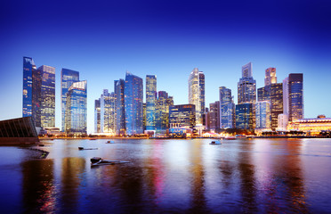 Cityscape Singapore Panoramic Night Concepts