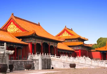 Poster Alte Pavillons in der Verbotenen Stadt, Peking, China © frenta