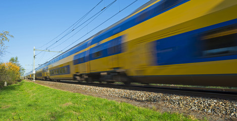 Passenger train moving at high speed