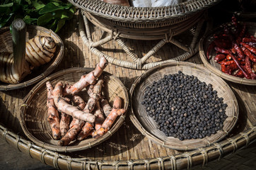 thai herb spices ingredients set