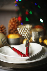Serving Christmas table in room
