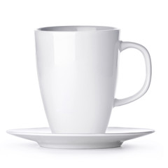 White cup with seucer isolated on white background
