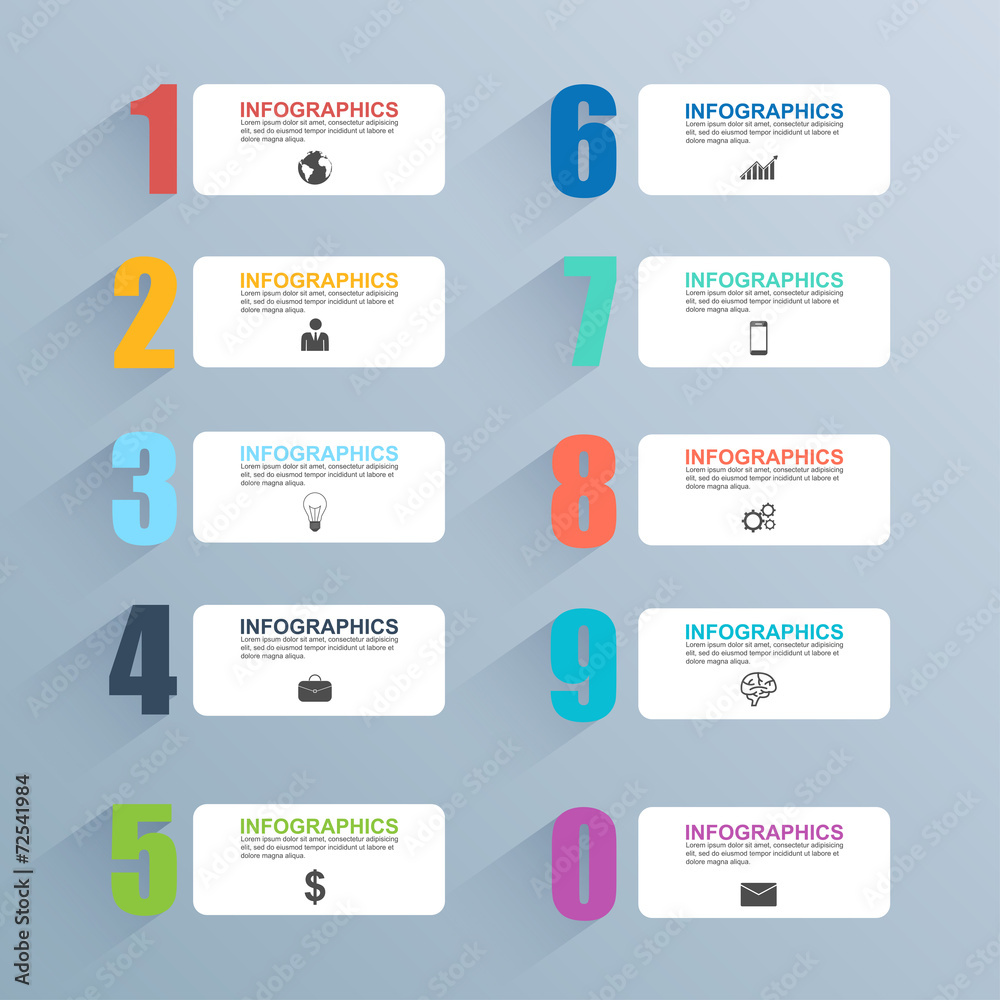 Leinwandbilder infographics vector design template with set of colorful numbers