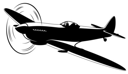Vector silhouette of the old fighter plane