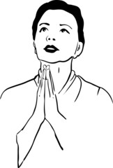 sketch of a girl praying