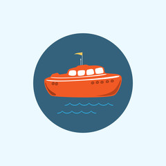 Icon with colored boat, vector illustration
