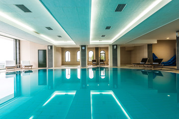 Luxury swimming pool modern hotel