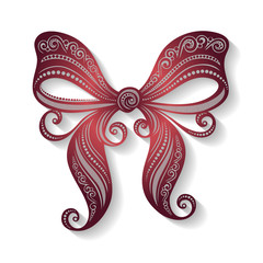 Vector Christmas Greeting Card. Vintage Card with Ornate Bow