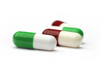 Gel Capsule on white background.