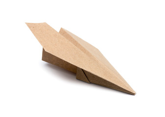 Brown Paper aircraft, Paper Plane on a white background