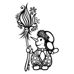 Vector Patterned Christmas Snowman. Vintage Ornate Card