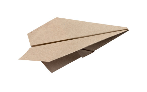 Brown Paper aircraft, Paper Plane on a white background