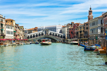 Rialto bridge and Grand Canal in Venice. Italy