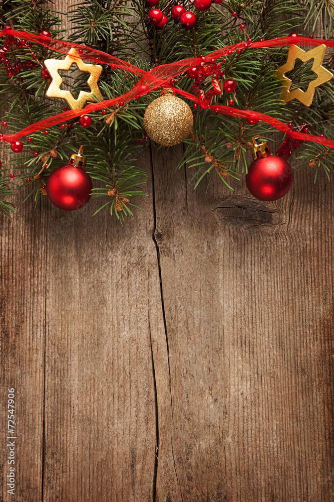 Canvas Prints old grunge wooden board with christmas border.