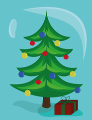 Christmas tree with present