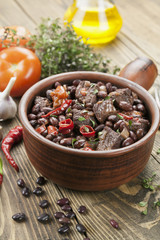 Meat stew with red beans and chili