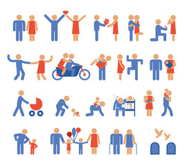 Assortment of Family and Couple Pictogram Icons