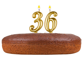 birthday cake candles number 36 isolated