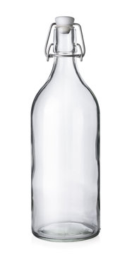 Closed wine bottle on white background