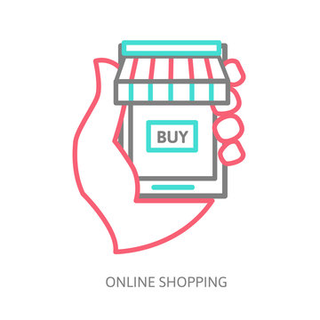 mobile shopping button, line design