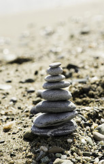 Fototapeta na wymiar Stacked sea stones