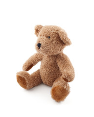 Brown teddy bear on white background