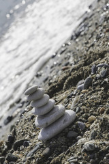 Stacked sea stones