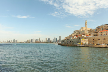 Fototapeta na wymiar View of Jaffa with Tel Aviv in the background