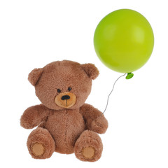 a toy bear with a balloon